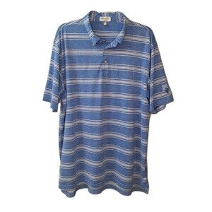 Peter Millar Summer Comfort Polo Shirt Sz XL Button Down Collar IBIS Blue White